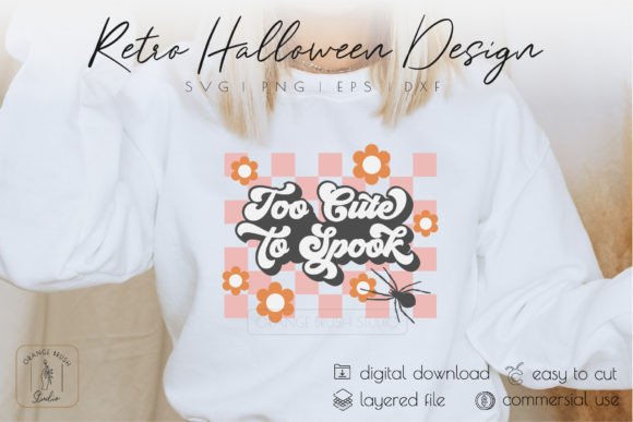 Cute Halloween SVG Quote Retro Flowers Graphics for Crafts
