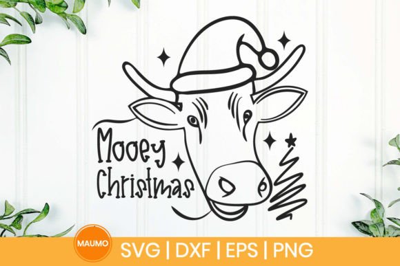Mooey Christmas Funny Cow SVG Graphics for Crafts