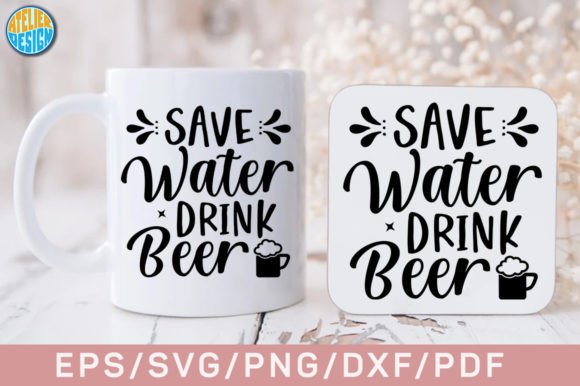 Save Water Drink Beer SVG Coaster — Graphics for Crafts